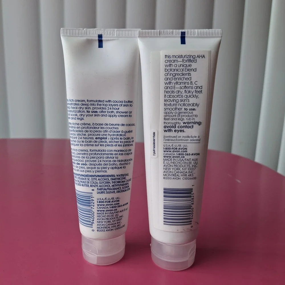 Avon Foot Works Beautiful Cocoa Butter & Healthy AHA Foot Cream Set 2.5oz